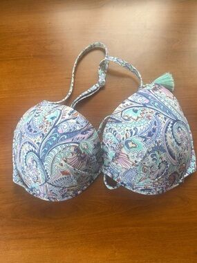Victoria's Secret Paisley "The Gorgeous" Push-Up Swim Top in Pastel Mix Sz 36DD